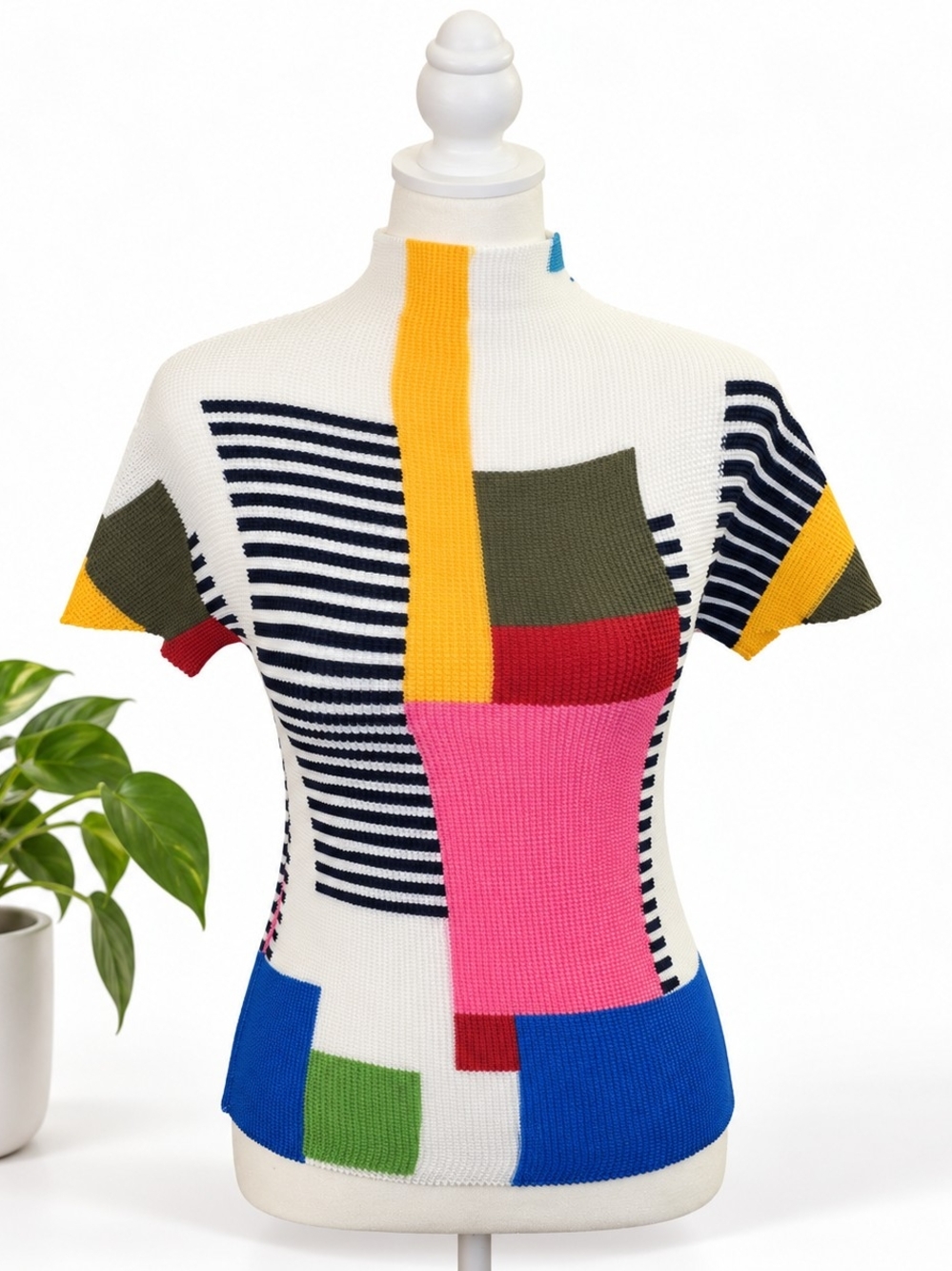 Women's Color Block Short Sleeve Top
